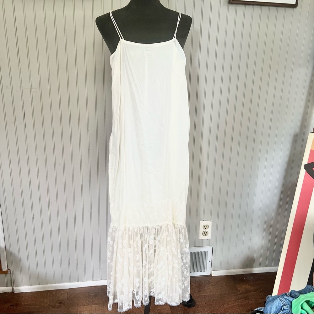 Gunne Sax Scott McClintock Lace Tiered Slip Dress White Nightgown Vintage